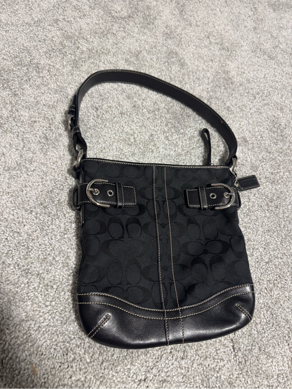 Coach Black Signature Jacquard Crossbody Shoulder Bag
